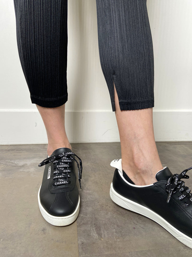 Pleats Please Black Capri Pants with Slit