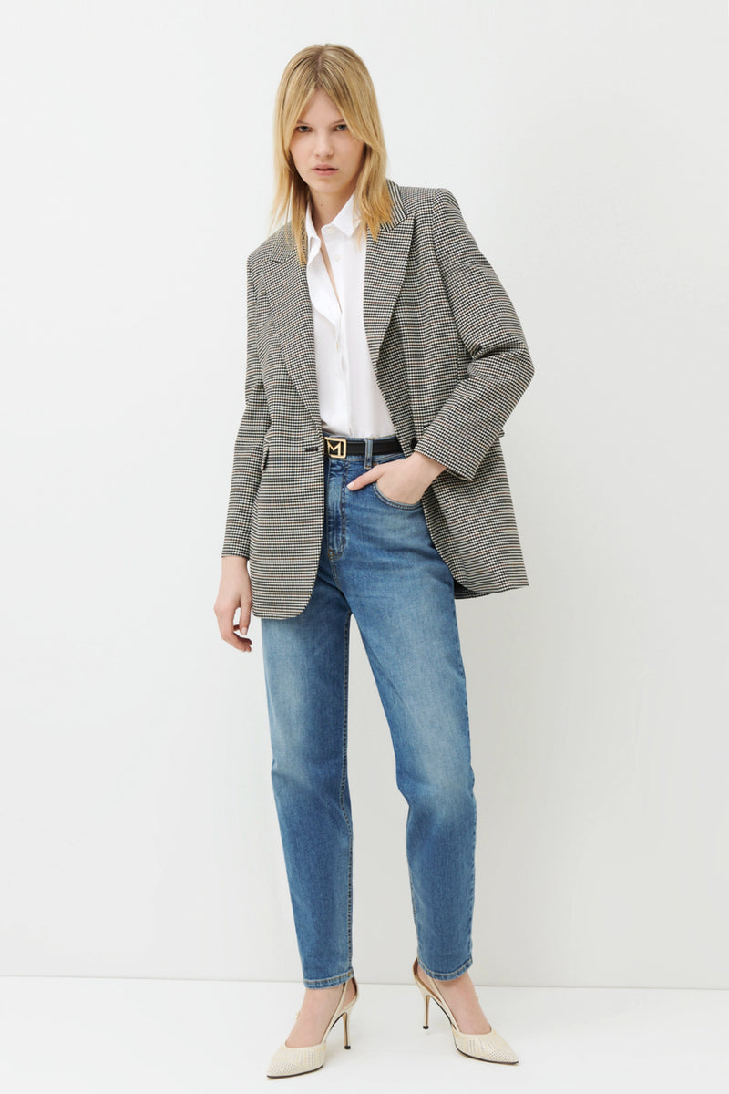 Marella Gingham Patterned Blazer - Ashia Mode