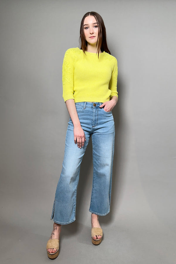 Ermanno Scervino Firenze Knit Top with Lace Appliqué Bright Yellow