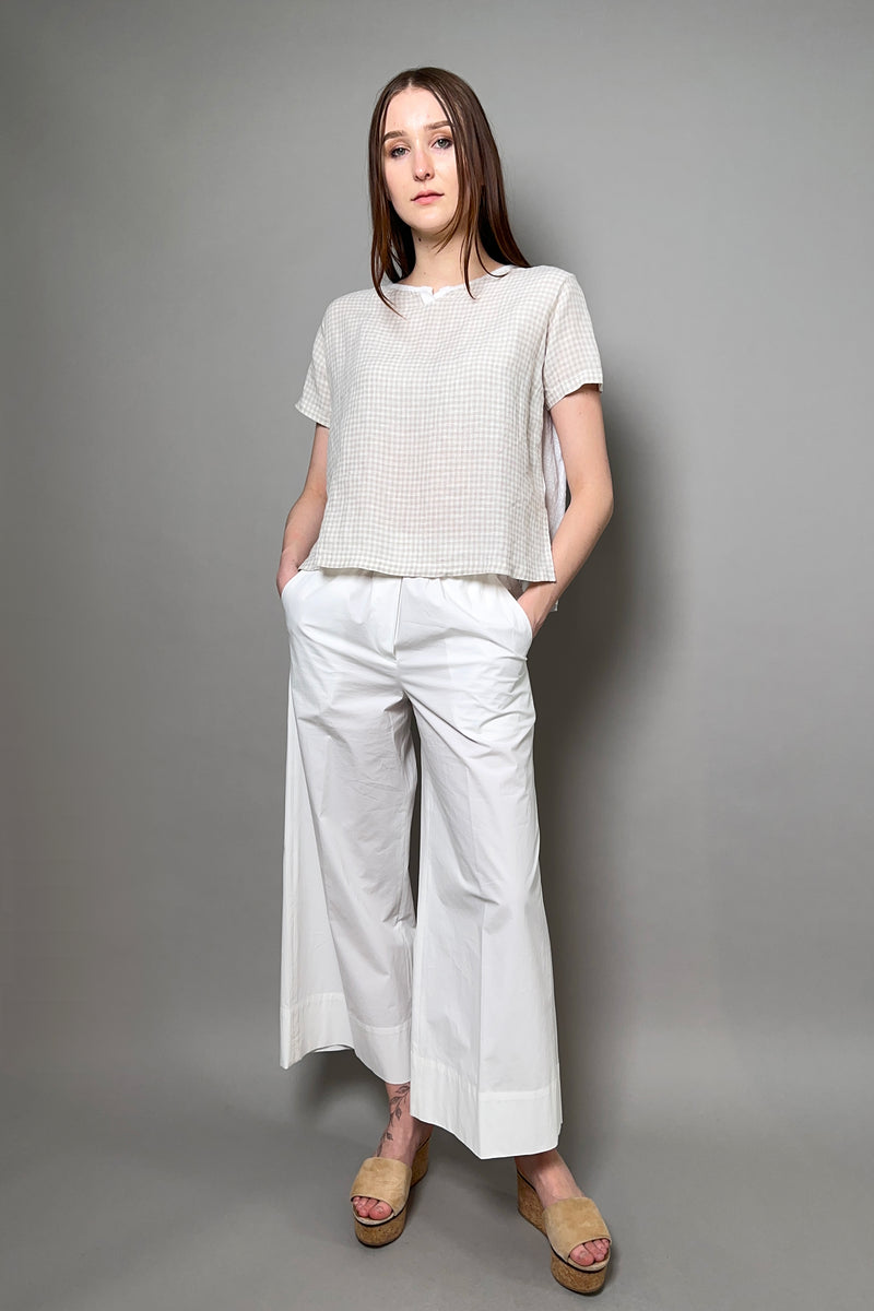 Rosso 35 Loose Fit Gingham Linen Top in Beige Vancouver. Shop Online or in Store.