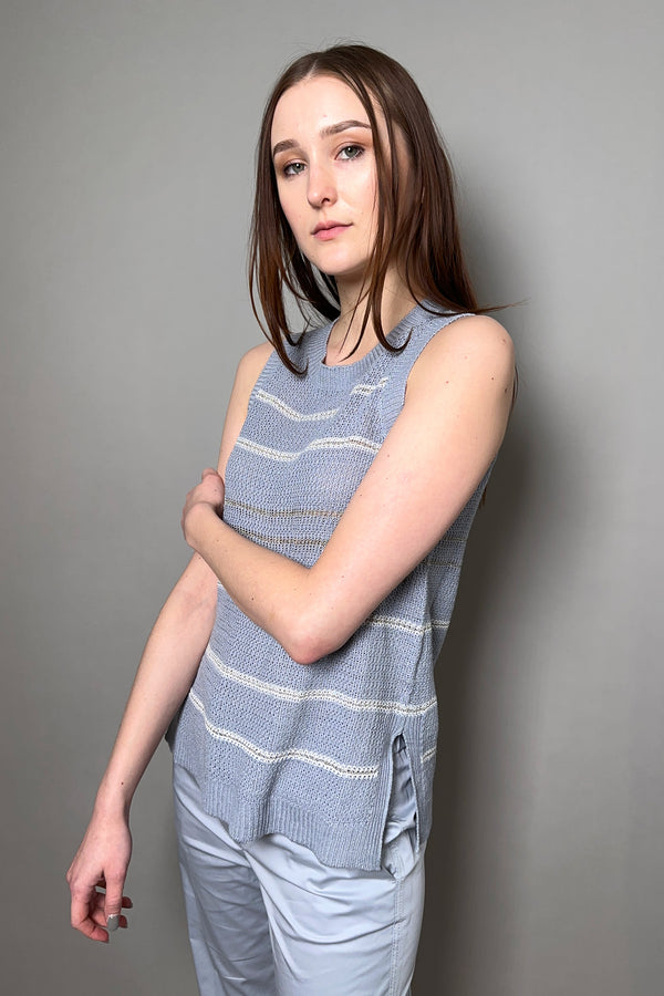 Tonet Stripe Knit Tank Top in Pale Blue - Ashia Mode