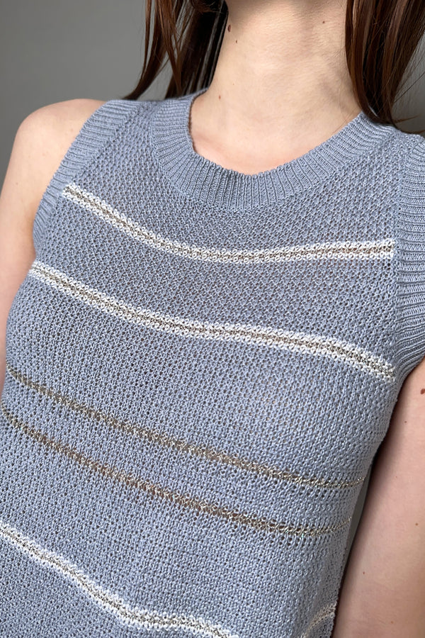 Tonet Stripe Knit Tank Top in Pale Blue - Ashia Mode