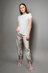 Tonet Embroidered Knit T-Shirt in  White - Ashia Mode