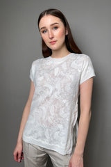 Tonet Embroidered Knit T-Shirt in  White - Ashia Mode