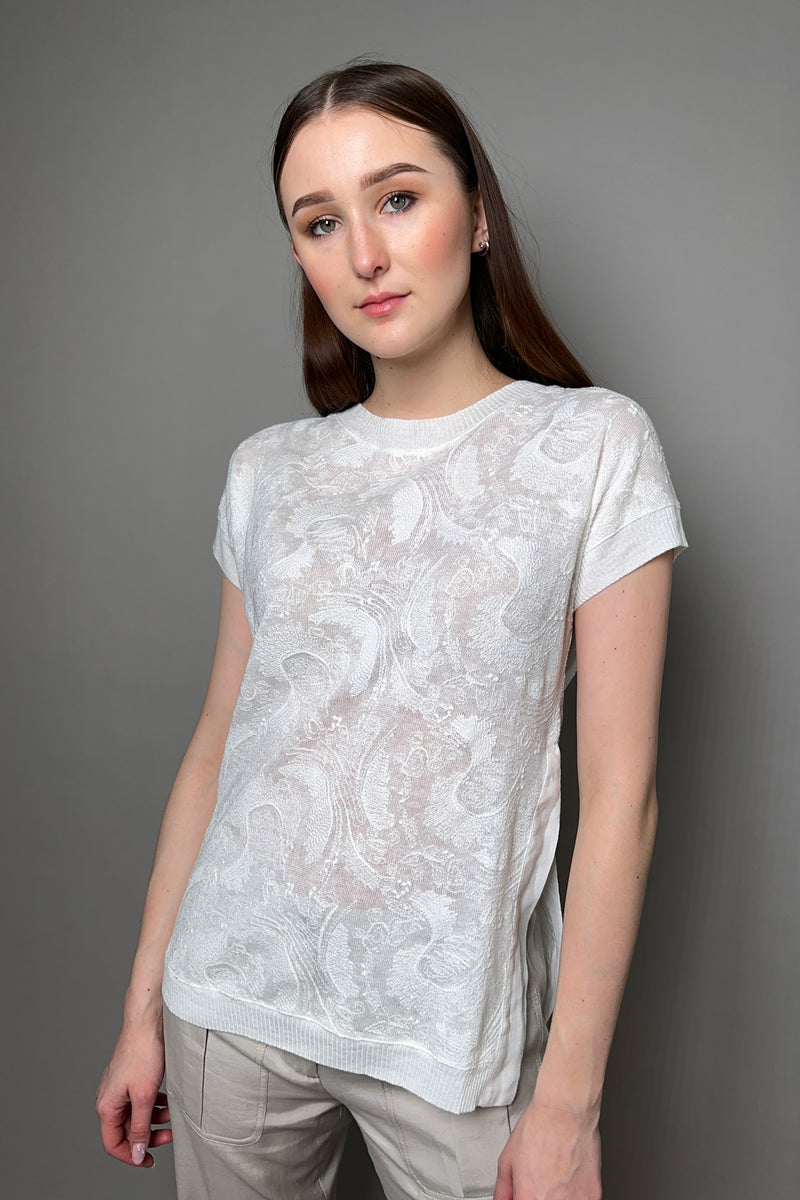 Tonet Embroidered Knit T-Shirt in  White - Ashia Mode