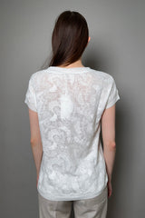 Tonet Embroidered Knit T-Shirt in  White - Ashia Mode