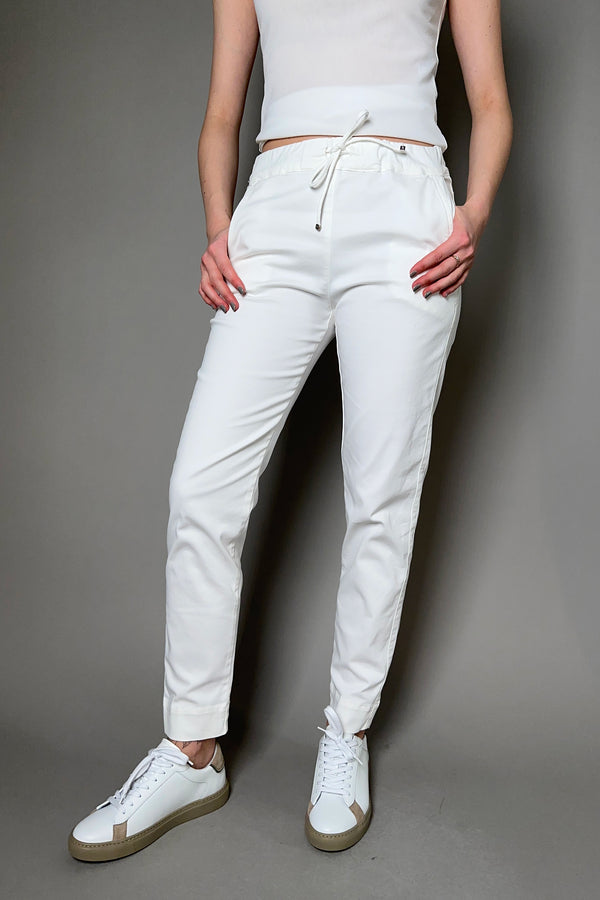 D. Exterior Fitted Denim Jogger Pants in White