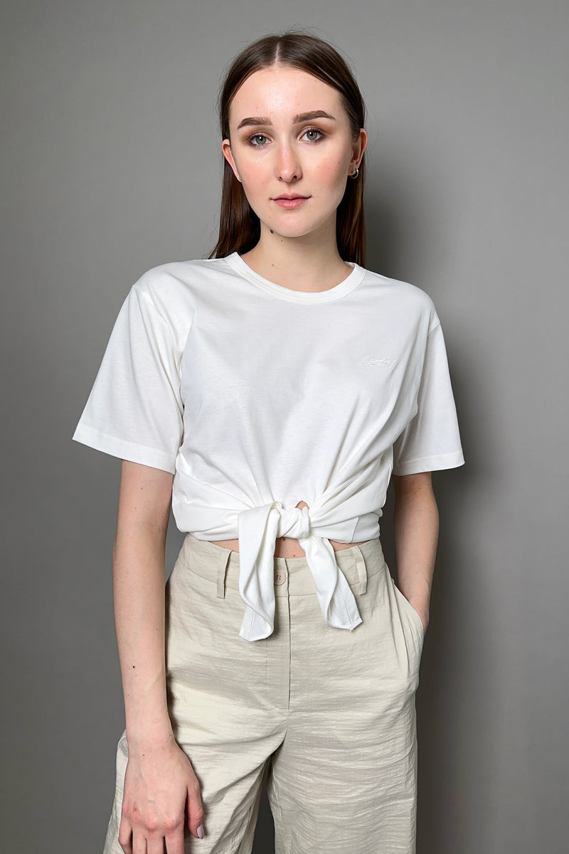 Philosophy di Lorenzo Serafini Front Tie T-Shirt in White - Ashia Mode