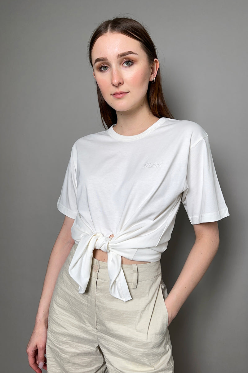 Philosophy di Lorenzo Serafini Front Tie T-Shirt in White - Ashia Mode