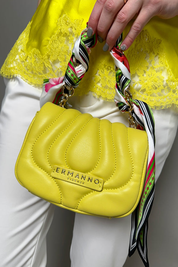 Ermanno Scervino Firenze Scarf Chain Purse in Neon Yellow