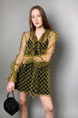 Philosophy di Lorenzo Serafini Textured Tulle Dress in Black and Yellow - Ashia Mode