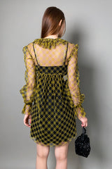 Philosophy di Lorenzo Serafini Textured Tulle Dress in Black and Yellow - Ashia Mode