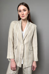 Antonelli Grevillea Stripe Linen Blazer in Sandy Beige Vancouver. Shop Online or in Store.