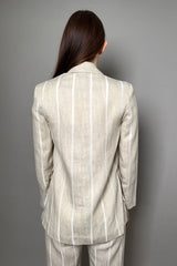 Antonelli Grevillea Stripe Linen Blazer in Sandy Beige Vancouver. Shop Online or in Store.