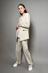 Antonelli Grevillea Stripe Linen Blazer in Sandy Beige Vancouver. Shop Online or in Store.