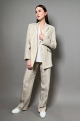 Antonelli Grevillea Stripe Linen Blazer in Sandy Beige Vancouver. Shop Online or in Store.