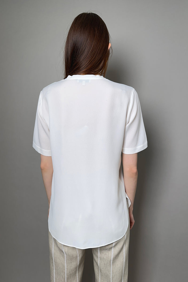 Antonelli Firenze Cerro Silk Crepe V-Neck Top in Cream