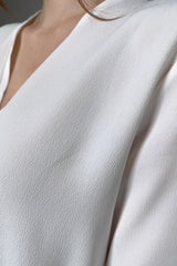 Antonelli Firenze Cerro Silk Crepe V-Neck Top in Cream