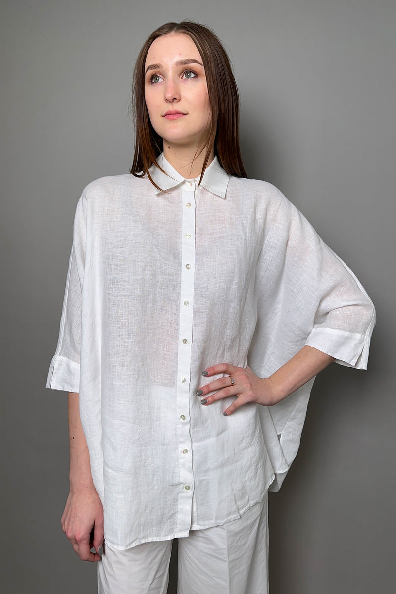 Antonelli Firenze Carambola Oversized Linen Shirt in White