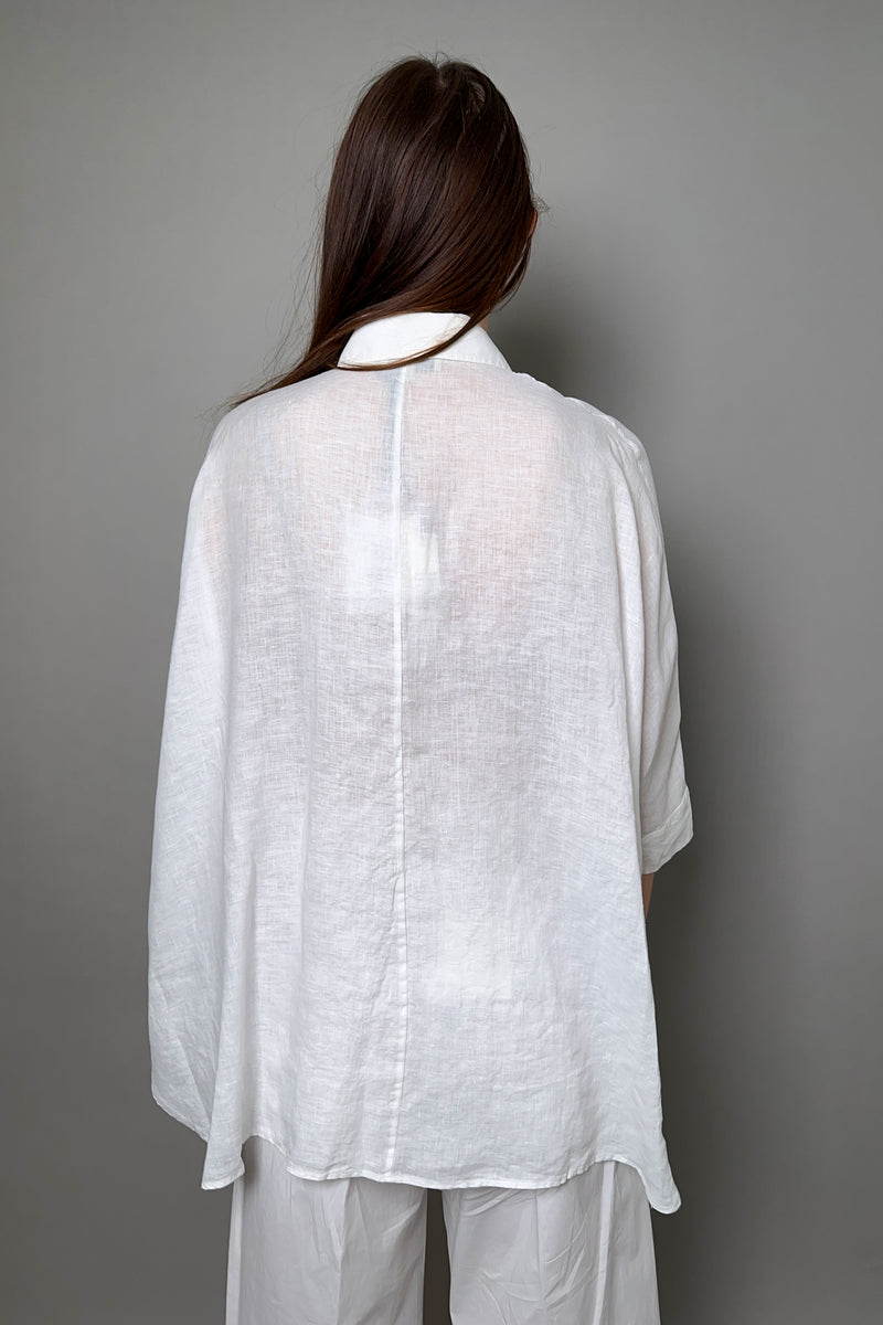 Antonelli Firenze Carambola Oversized Linen Shirt in White