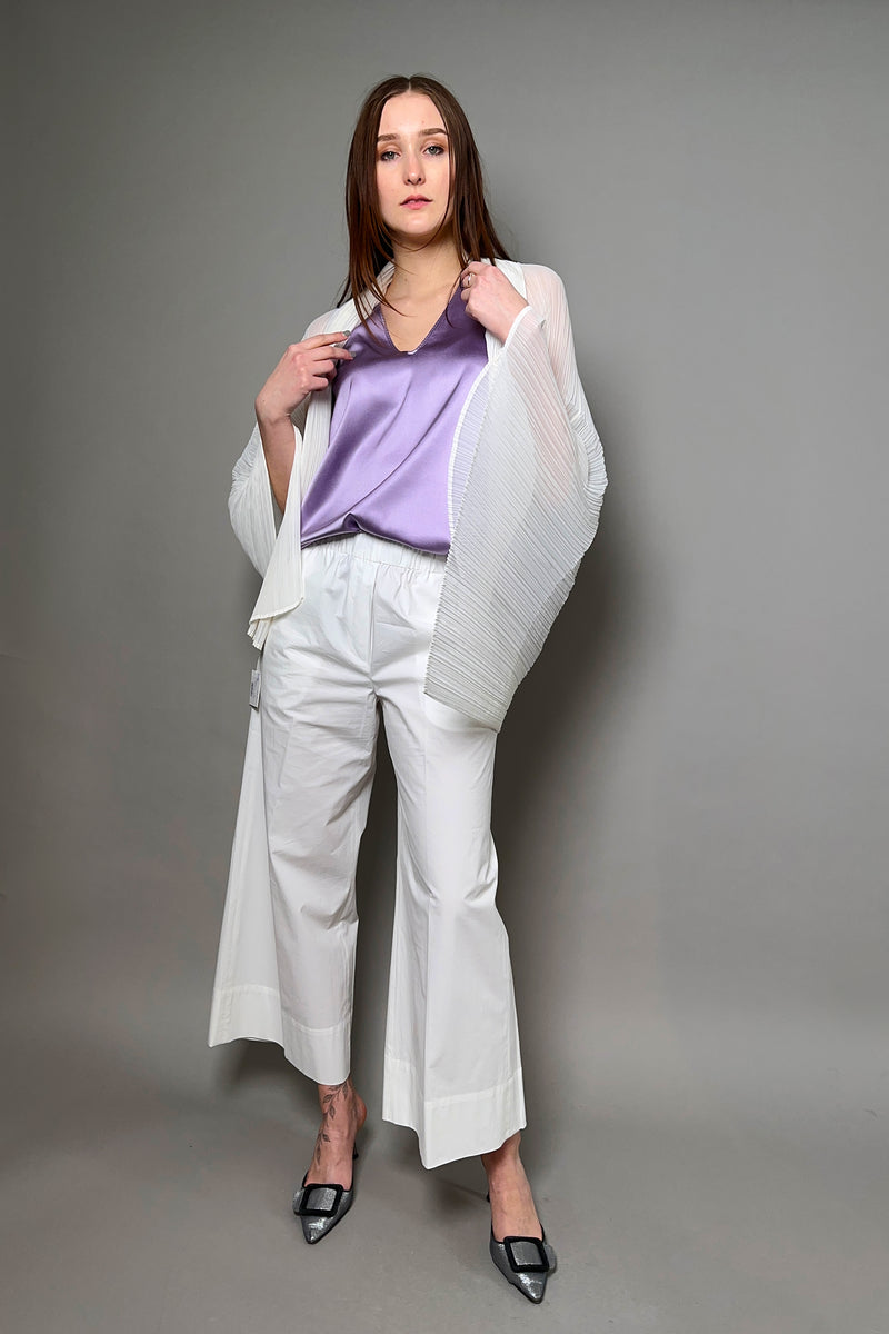 Antonelli Firenze Papaya Cropped Wide Cotton Pants in White
