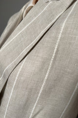 Antonelli Greve Linen Blazer with Lurex Stripes in Sandy Beige Vancouver. Shop Online or in Store.