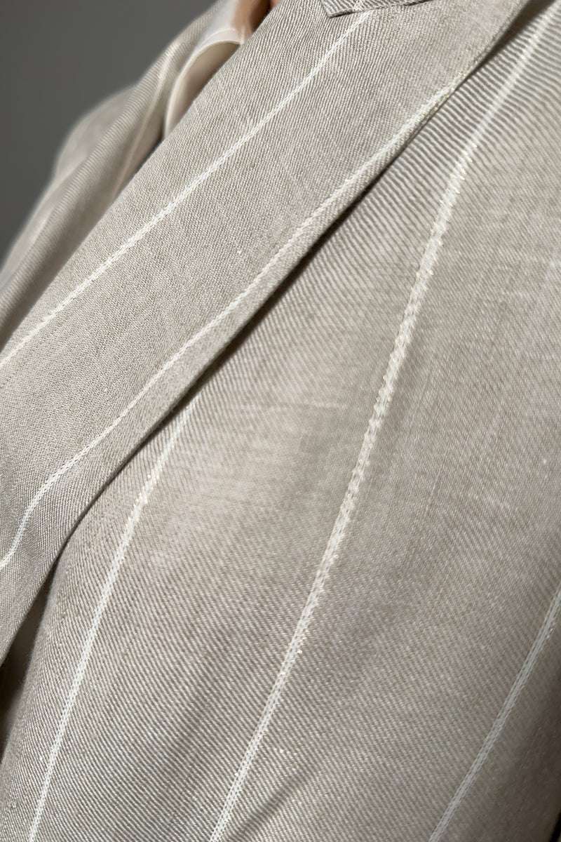 Antonelli Firenze Greve Linen Blazer with Lurex Stripes in Sandy Beige