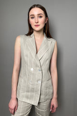 Antonelli Firenze Fucsia Linen Vest in Natural Beige with Lurex Stripes