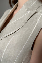 Antonelli Firenze Fucsia Linen Vest in Natural Beige with Lurex Stripes