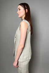 Antonelli Firenze Fucsia Linen Vest in Natural Beige with Lurex Stripes