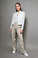 Antonelli Robinia Striped Wide Leg Linen Trousers in Sandy Beige Vancouver. Shop Online or in Store.