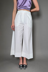 Antonelli Firenze Papaya Cropped Wide Cotton Pants in White