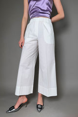 Antonelli Firenze Papaya Cropped Wide Cotton Pants in White