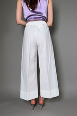 Antonelli Firenze Papaya Cropped Wide Cotton Pants in White