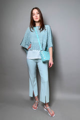 D. Exterior Sleeveless Knit Sparkle Poncho in Aqua
