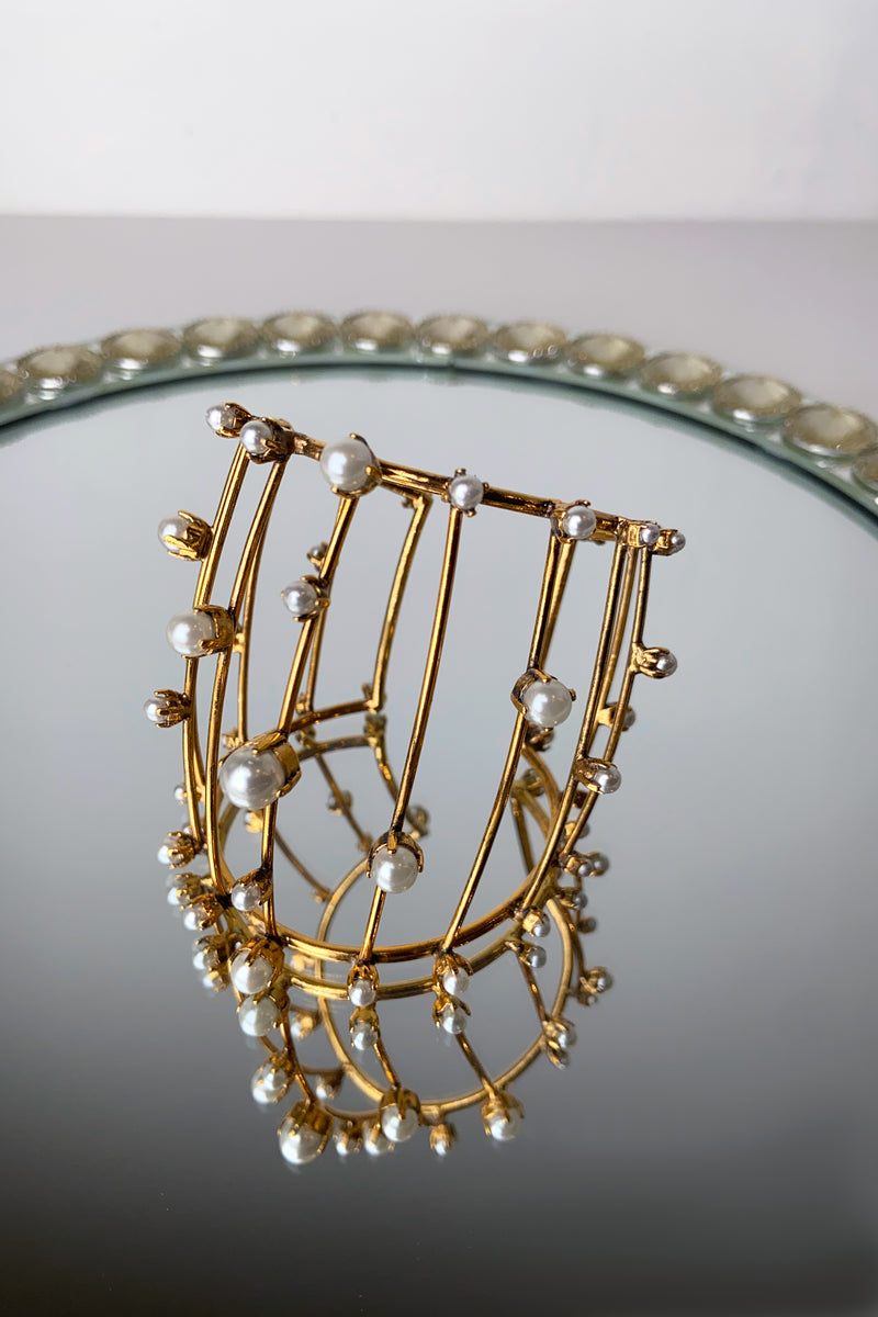 Erickson Beamon Gold Cuff Bracelet With Pearls