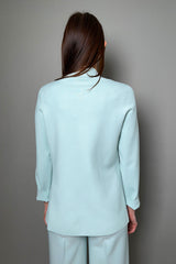 D. Exterior Double Breasted Knit Blazer in Aqua