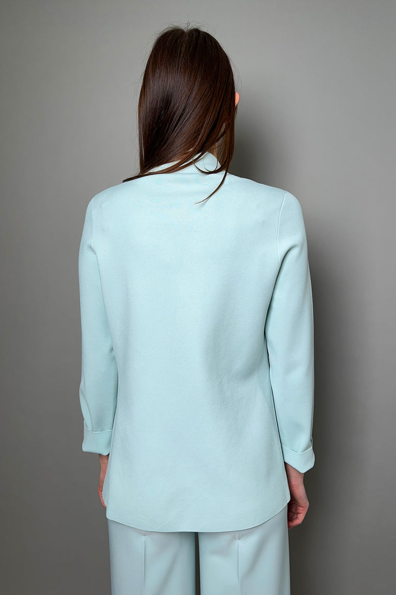 D. Exterior Double Breasted Knit Blazer in Aqua