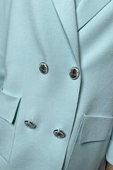 D. Exterior Double Breasted Knit Blazer in Aqua