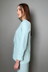 D. Exterior Double Breasted Knit Blazer in Aqua