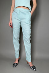 D. Exterior Long Narrow Stretch Linen Pants in Aqua