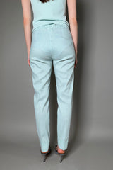 D. Exterior Long Narrow Stretch Linen Pants in Aqua