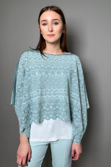 D. Exterior Sleeveless Knit Sparkle Poncho in Aqua