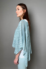 D. Exterior Sleeveless Knit Sparkle Poncho in Aqua