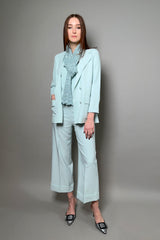 D. Exterior Double Breasted Knit Blazer in Aqua