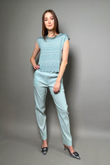 D. Exterior Long Narrow Stretch Linen Pants in Aqua