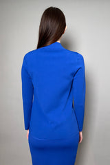 D. Exterior Double Breasted Knit Blazer in Cobalt Blue