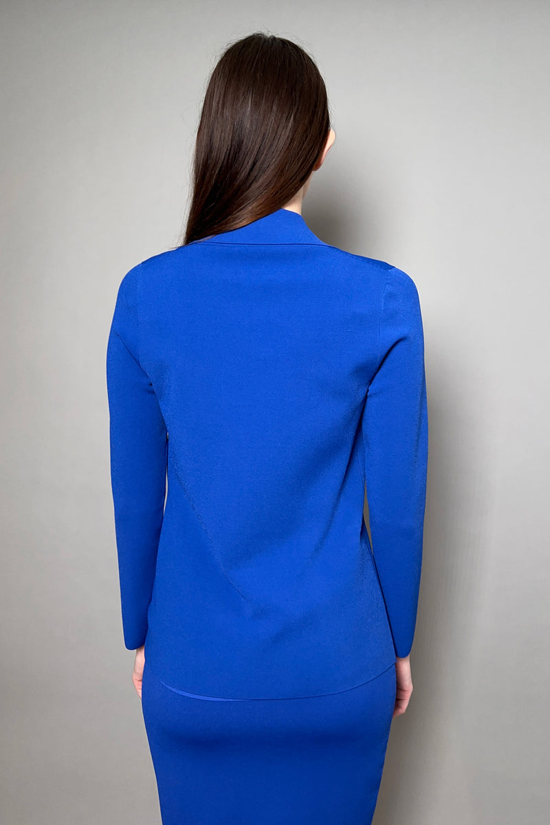 D. Exterior Double Breasted Knit Blazer in Cobalt Blue