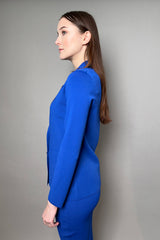 D. Exterior Double Breasted Knit Blazer in Cobalt Blue