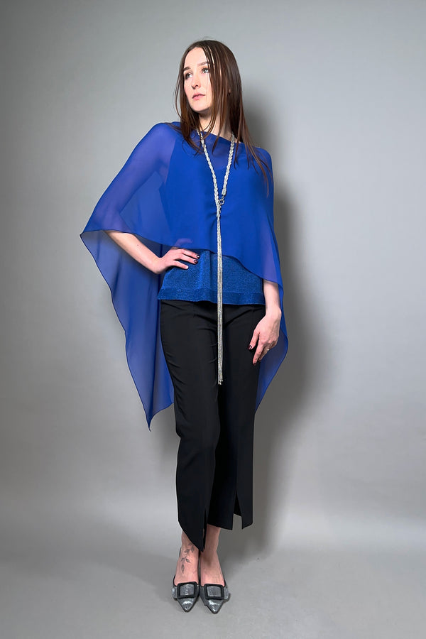 D. Exterior Chiffon Shawl in Cobalt